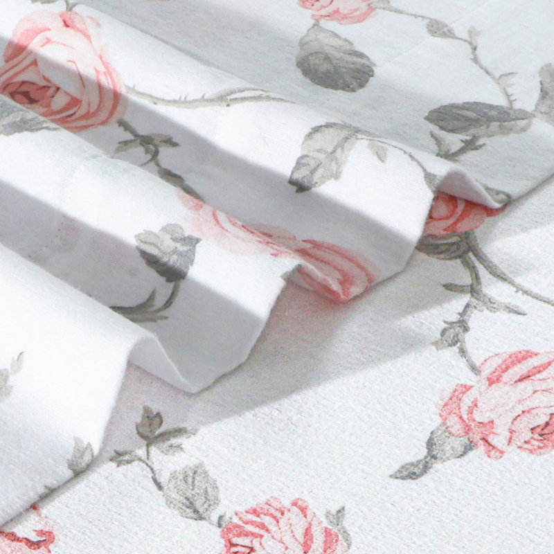 Colyt 100% Cotton Flannel Sheet Set, Twin Sheet Case Pack+Fitted Sheet + 2 Pillowcase, Blush Floral
