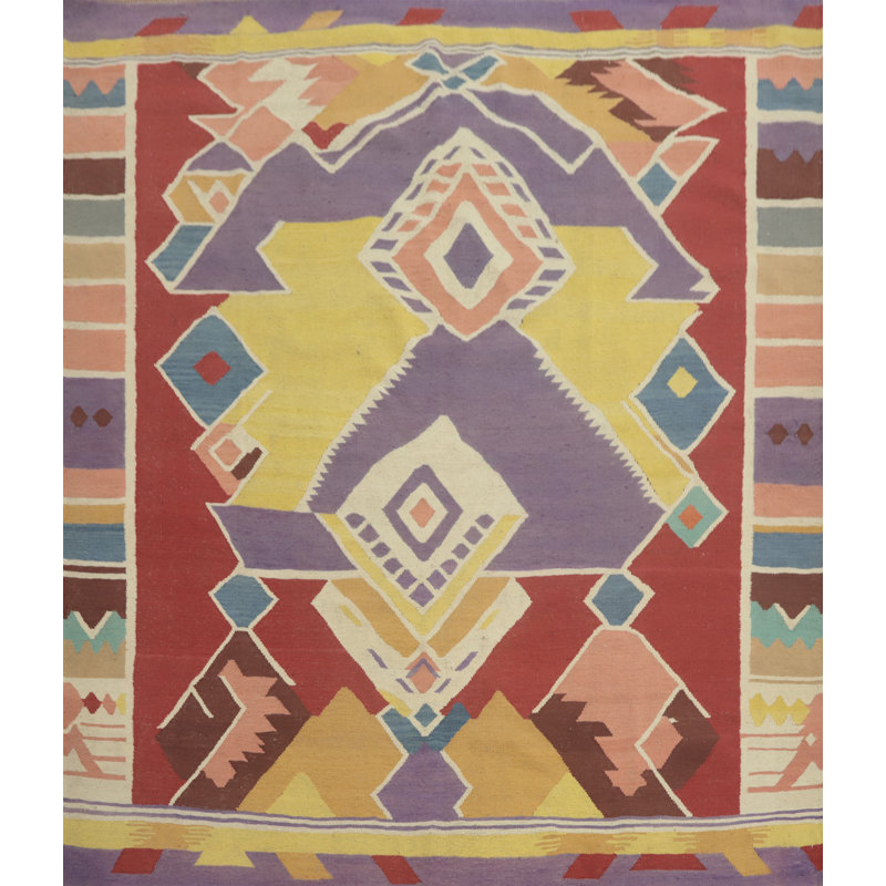 Tapis géométrique kilim carré 8 x 8