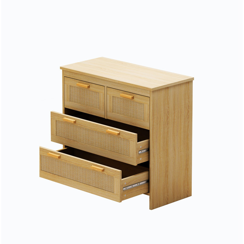 Vansant 4-Drawers Rattan Dresser Rattan Bedroom Furniture Rattan Storage Rattan Chest