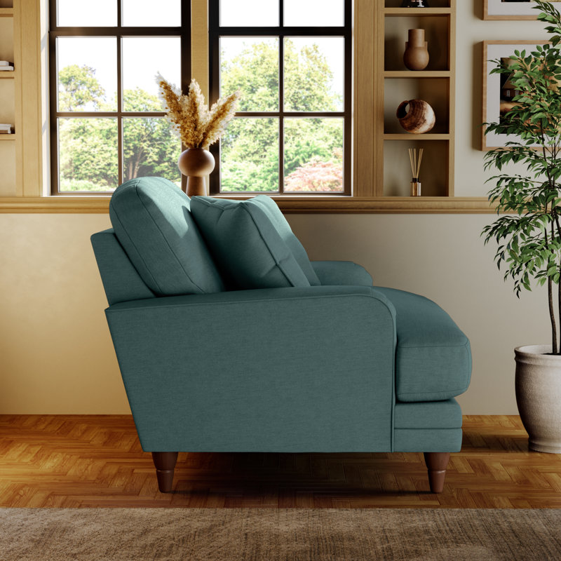Elfur Upholstered Chair And A Half, Burnished Beech, Teal