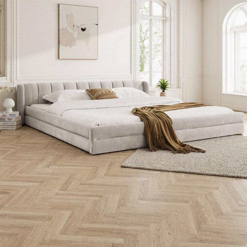Structure de lit tapissier très grand Cocoon, Beige