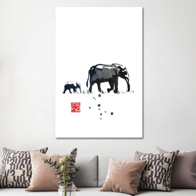 Elephant Family by Péchane - Painting on Canvas