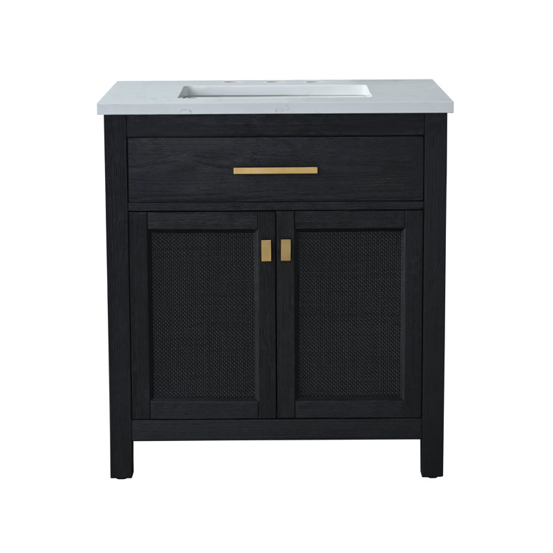 Marquist 30" Single Bathroom Vanity With Stone Top, Black