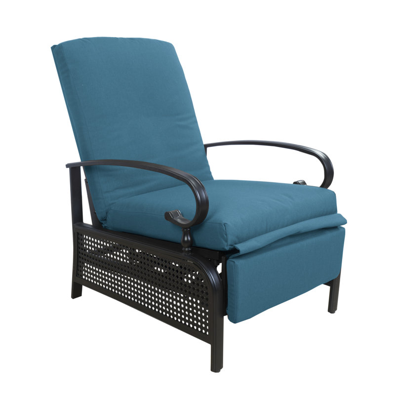 Méridienne inclinable d'extérieur réglable Kozyard, chaise longue de patio rembourrée avec structure en métal extensible pour bronzer, lire et se détendre - Fauteuil inclinable d'extérieur confortable
