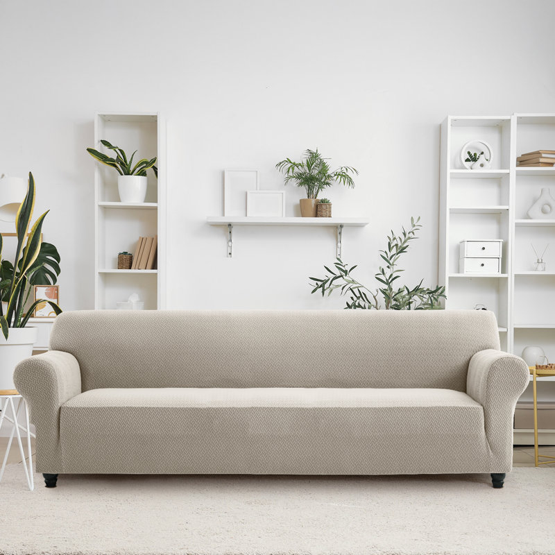 Durable Spandex Stretch Sofa Cover - Jacquard Pattern Sofa Slipcover & Furniture Protector, 	179cm H x 320cm W - (4 Seater)