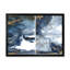 «Dark Blue and Gold Abstract Waves IV», peinture sur toile encadrée-59849858-59849859