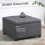 Fabric Upholstered Tufted Storage Ottoman - Flip Top Seat Lid, Metal Hinge, Eucalyptus Wood Frame