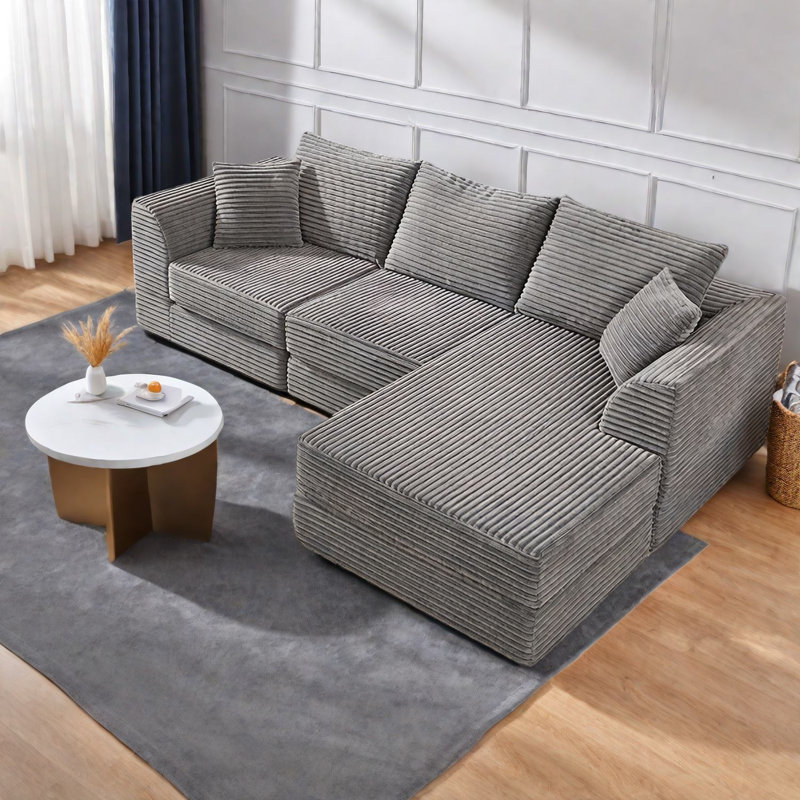Canapé modulaire en velours côtelé 102 pouces Compression Cloud