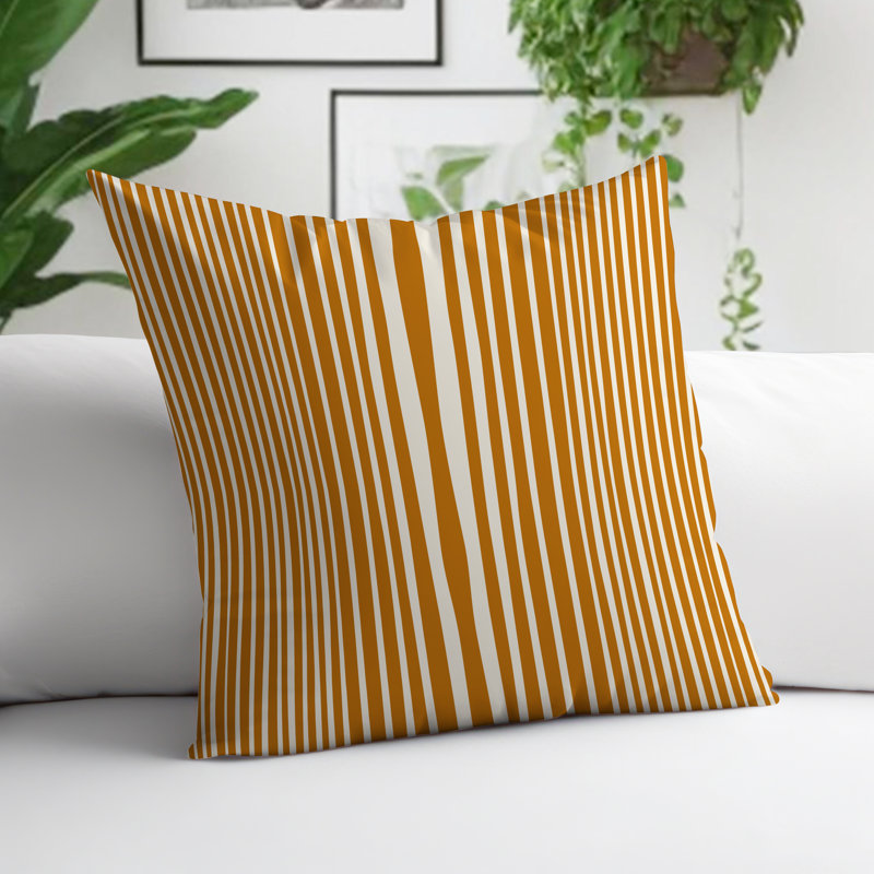 Michael Penny Ticking Square Pillow Cover & Insert, 17"H x 17"W, Orange