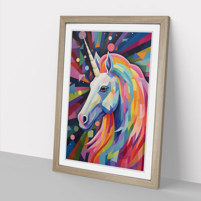Unicorn Constructivism No.2 - Single Picture Frame Print on Wood