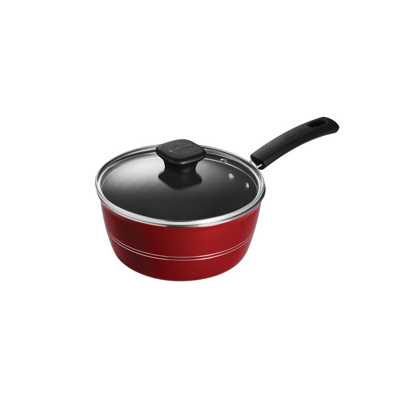 1,25 pte Casserole antiadhésive en aluminium avec couvercle, Framboise, 2,5 pte