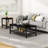 A Lightweight And Portable Coffee Table Set Of Three Pieces, With A Wood-grain Tabletop And A Black Metal Structure,unique Mesh Design For Storage Space, Simple Living Room Table Set With An Extremely High Cost Performance-1399046245