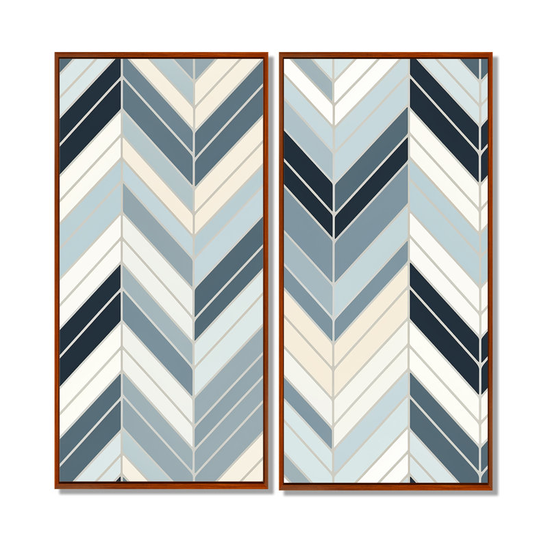 Motif à chevrons gris et blanc à chevrons - Grandes impressions sur toile 2 pièces, H 40 po x l 40 po, Brun