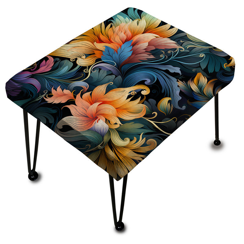 Boho Damask Summer Tropical Dreams - Floral Rectangle Ottoman