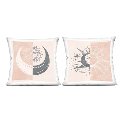 Stupell Industries Boho Two Tone Moon Sun Design by Nina Blue Throw Pillow (Set of 2)