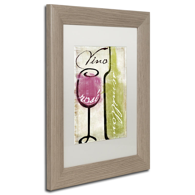 Vertical Framed Canvas Art with Wine Glass and Bottle