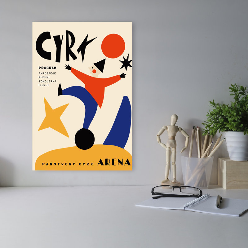 Art de paysage abstrait clown de cirque, 18" H x 12" W