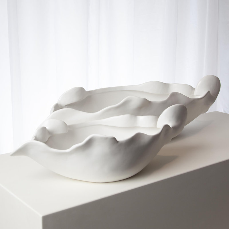 Free Form Bowl-Matte White, 7" H x 21" W x 9" D