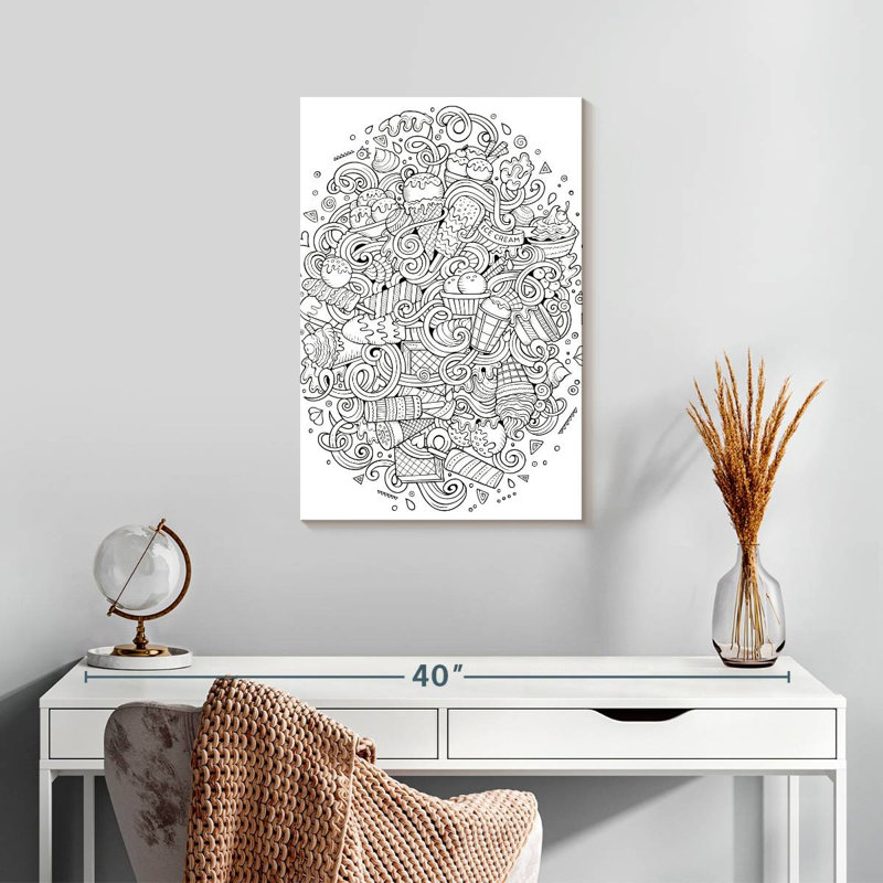 Yarlin Ice Cream Doodles, 24" H x 16" W