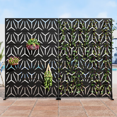 Metal 72" x 47" Privacy Metal Screen Fence Panel Set of 2