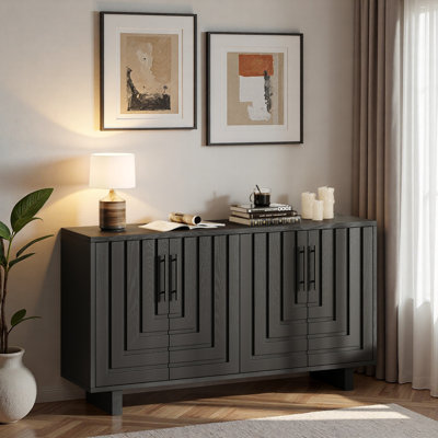 Modern Sideboard With Metal Handles And Geometric Line