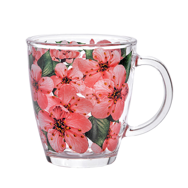 Sakura Glass Mugs 11.8 Fl Oz.