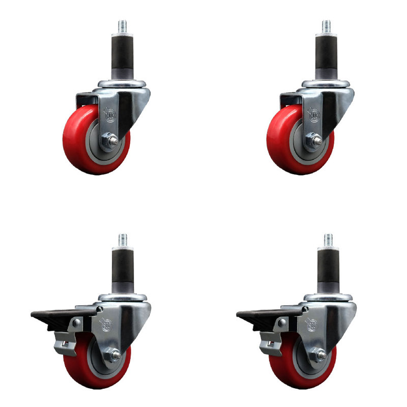 Ensemble de roulettes extensibles en polyuréthane pivotant de 3 pouces et 1-1 / 4 pouces 2 roues SCC