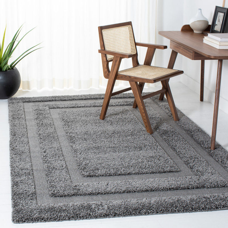 Tapis gris à motif géométrique Assar, Rectangle 4pi x 6 pi
