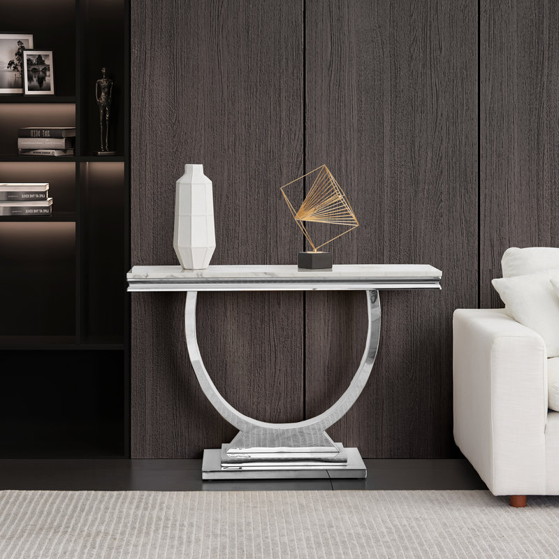 Console Tobitha, Blanc, Argent