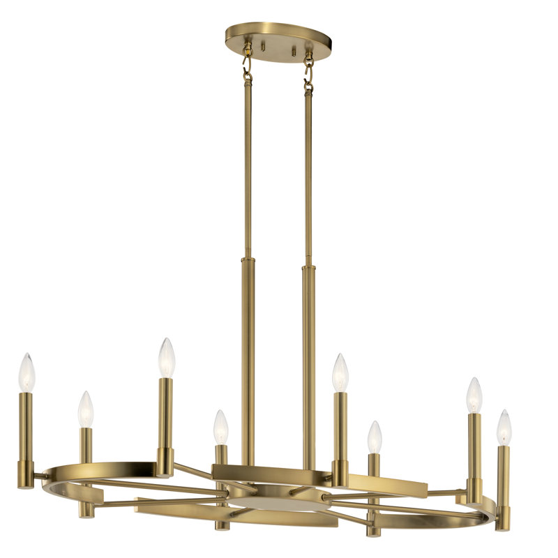 Tolani 8 - Light Wagon Wheel Chandelier, Brushed Natural Brass