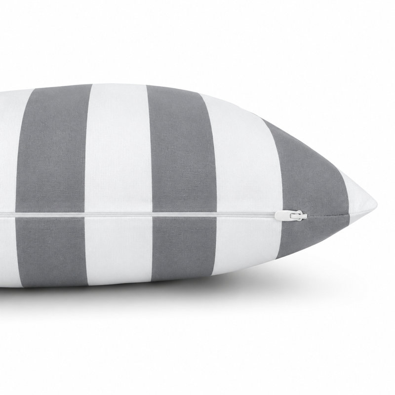 Indoor/Outdoor Square Throw Pillow Covers, 18"W x 18"L, Gray/White Striped