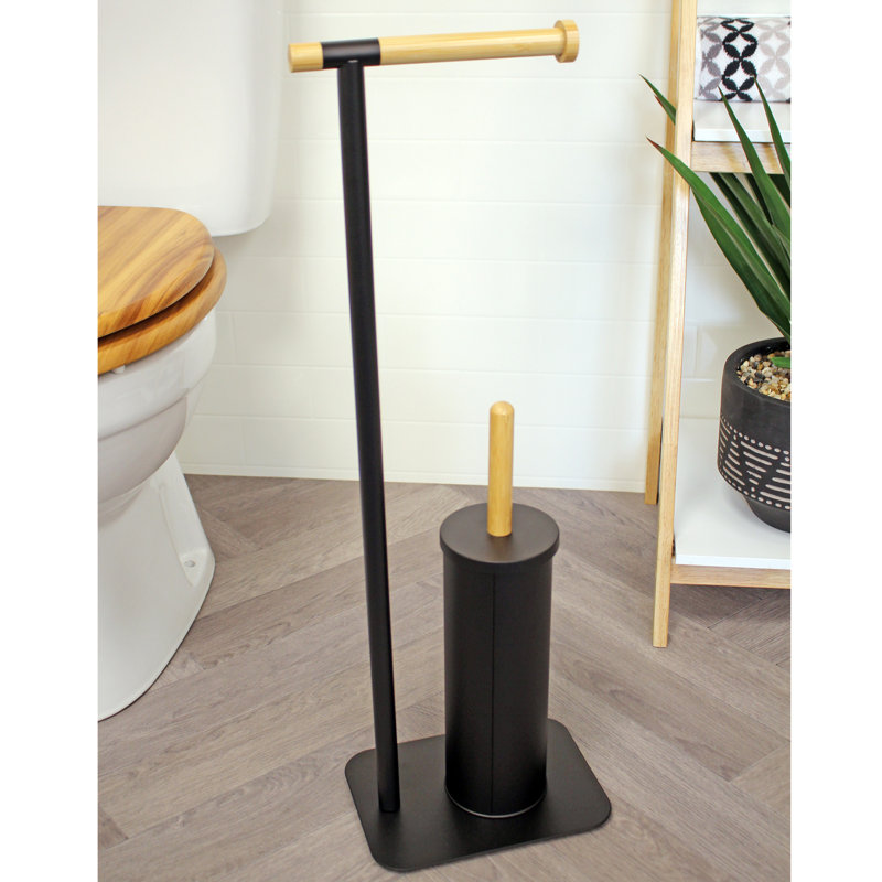 Richae Free Standing Toilet Paper Holder, Black