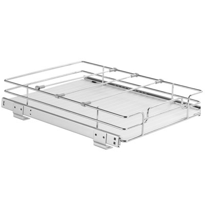 Organisateur de placard coulissant 31,75 cm (L) x 41,95 cm (P) x 8,9 cm (H), dimensions d'installation pour placard : 35,62 cm (L) x 44,5 cm (P) x 17,8 cm (H), étagères coulissantes robustes pour garde-manger, tiroirs coulissants en acier, rangement coulissant pour sous-évier