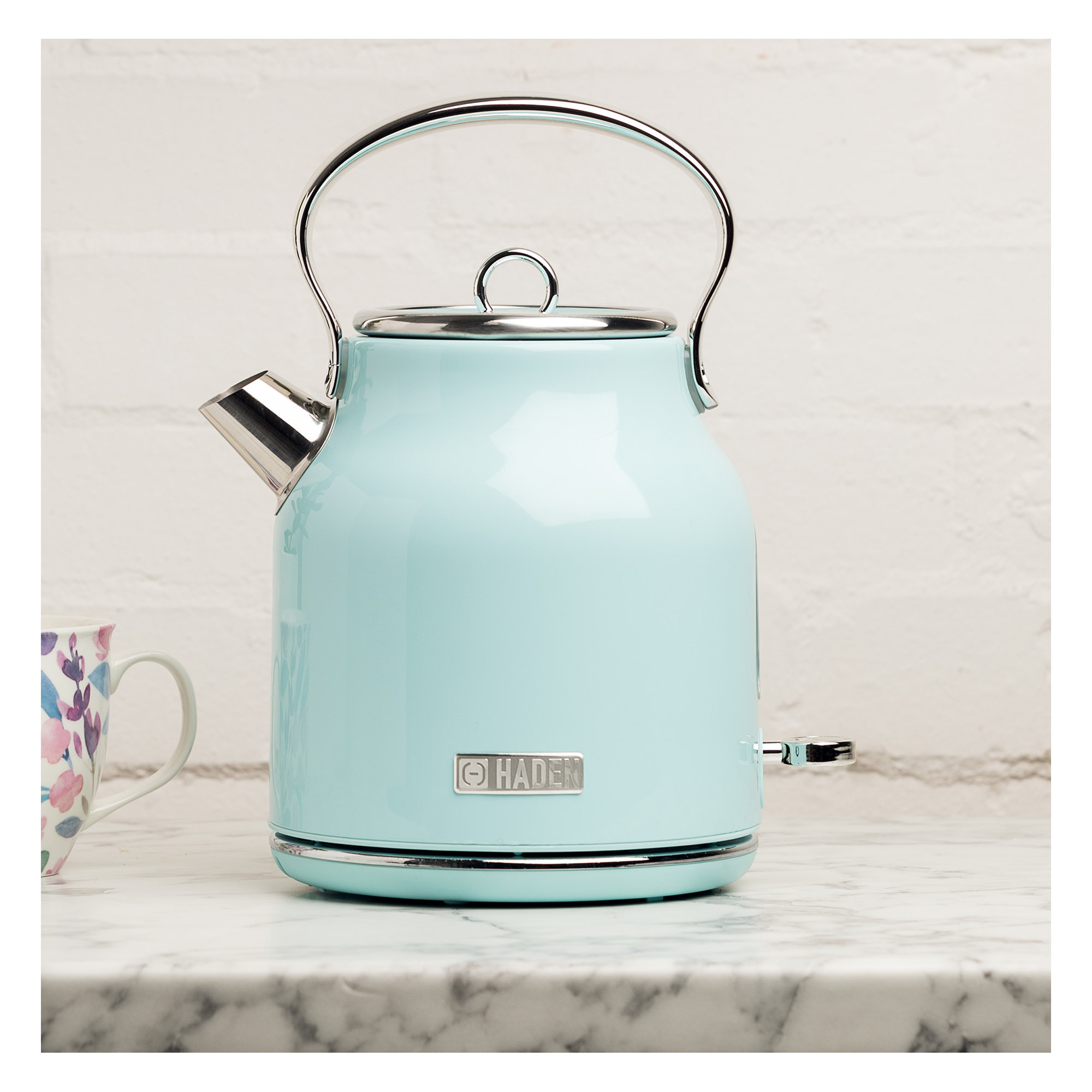 HADEN Heritage 1.7L Stainless Steel Tea Kettle, Light Blue
