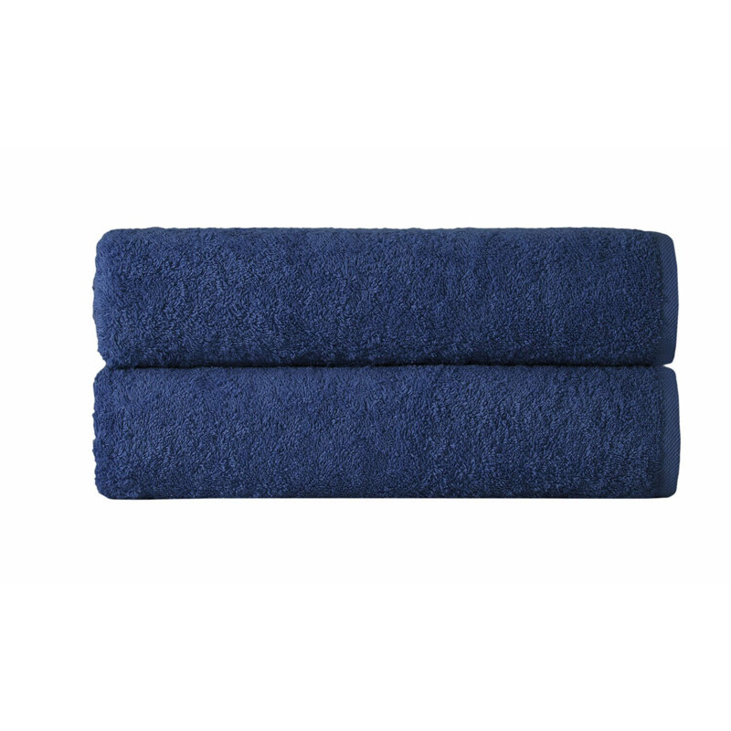 AquaLuxe Turkish Cotton Bath Towels - 2 Piece Set, Quick Dry, Soft, Super Absorbent, Navy Blue Luxury Bathroom Towels