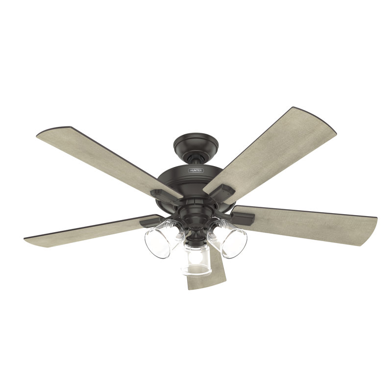 Ventilateur de plafond standard à 5 pales de 52 po avec lumières et télécommande Crestfield, Bronze noble