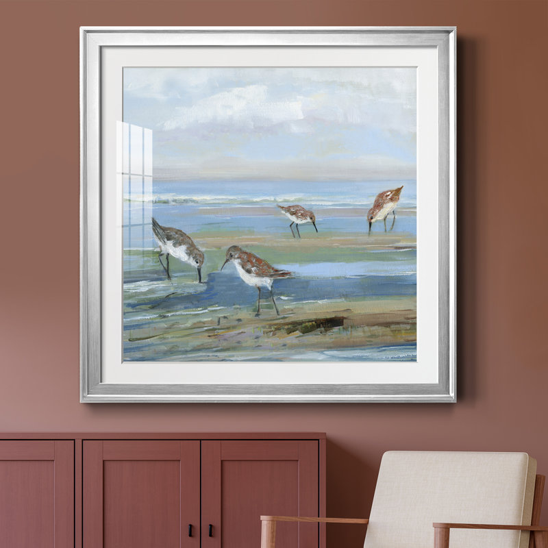 Seabird Beach III - peinture encadrée, Toile encadrée argentée, H 30,5 po x l 30,5 po x P 1,5 po