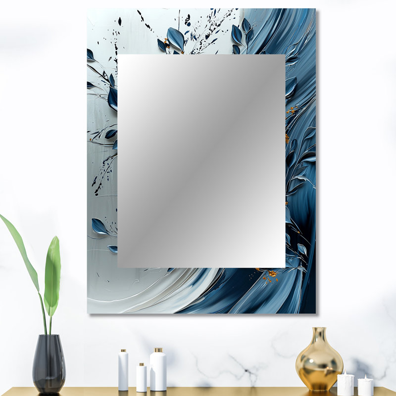 «Blue and White Herbs Spiral Garden III - Herbes», impression sur miroir, 40 po x 30 po