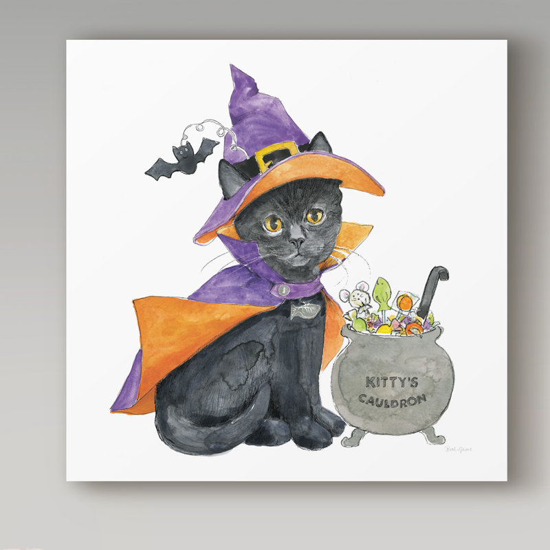 « halloween animaux i », art sur toile, H 35 po x l 35 po x P 2 po