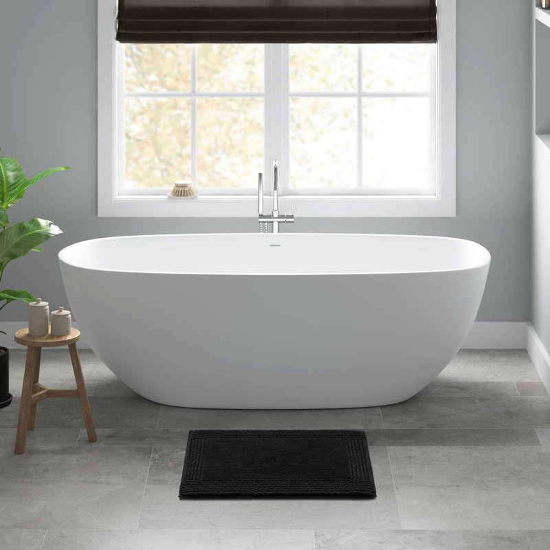 1 tapis de bain noir réversible 100% coton 3000 g / m² 24 po x 72 po - Plateau de table supérieur, velours moyen 0,5 po, sensation de longue durée, lavable à la machine, antidérapant recommandé