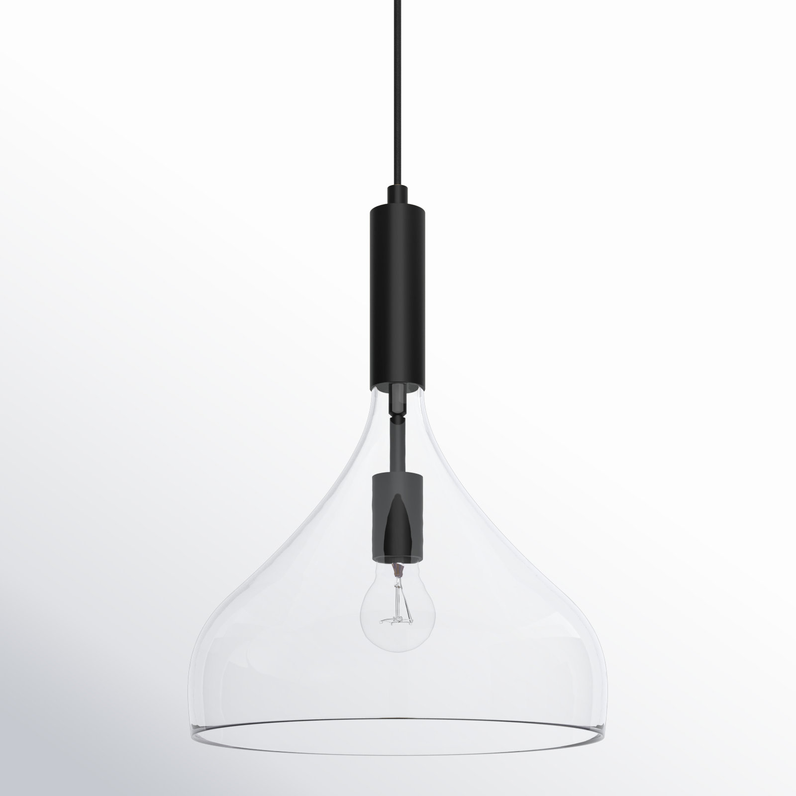 Rayden Single Light Glass Steel Pendant, Matte Black
