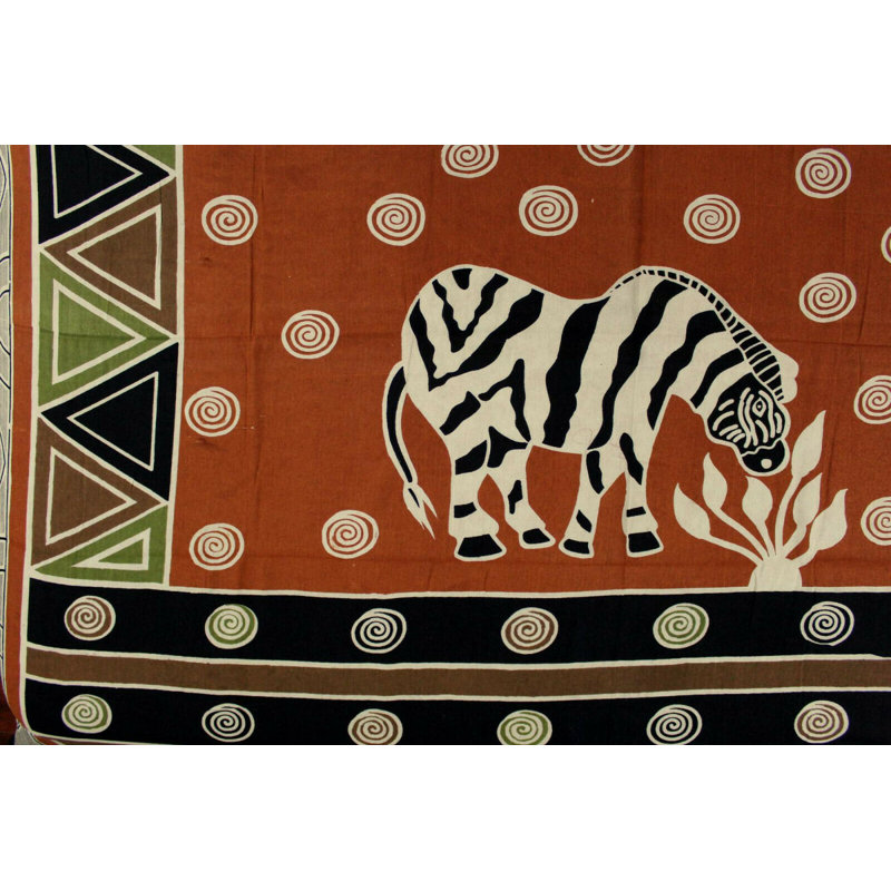 Tapisserie à imprimé en coton animal africain, l 70 po x L 106 po, Terre