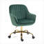 Fauteuil d'appoint pivotant à 360 °, fauteuil de travail réglable en velours vert forêt pour adultes avec base dorée