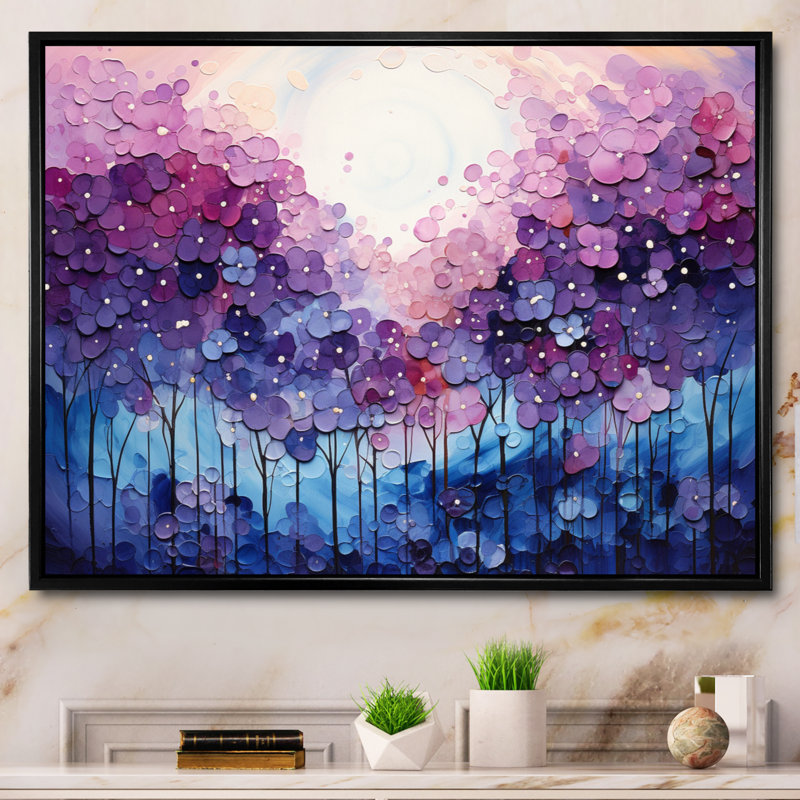 Indigo Dreams II - Abstrait paysages, art mural, Cadre flottant noir, H 30 po x l 40 po x P 1,5 po