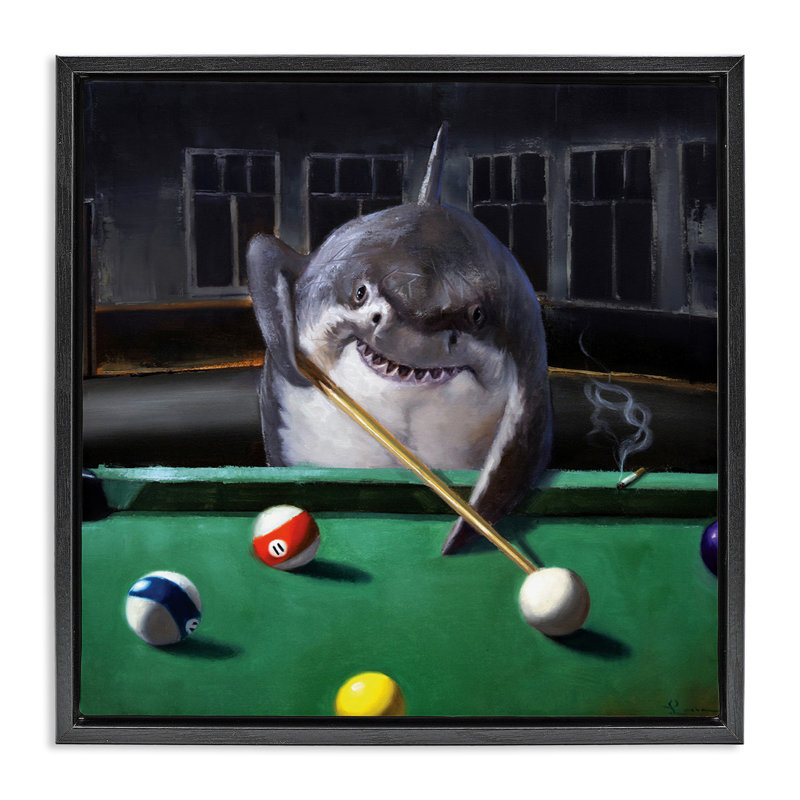 «Pool Shark» par Lucia Heffernan, Cadre flottant noir de jais, H 25 po x l 25 po