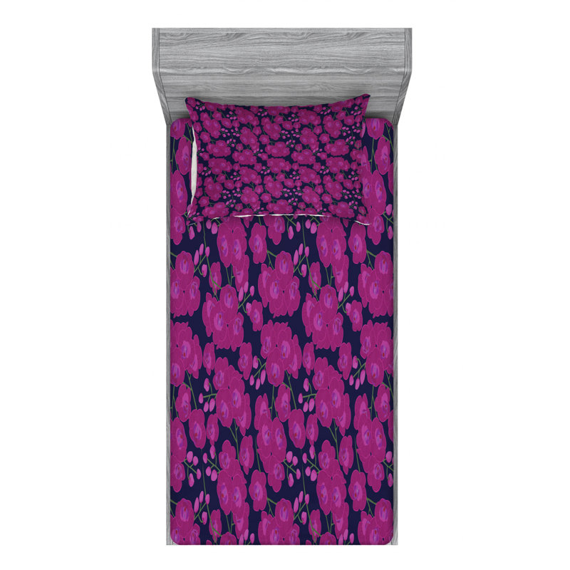 Microfiber Floral Fitted Sheet, Twin XL Fitted Sheet with 1 Pillowcase