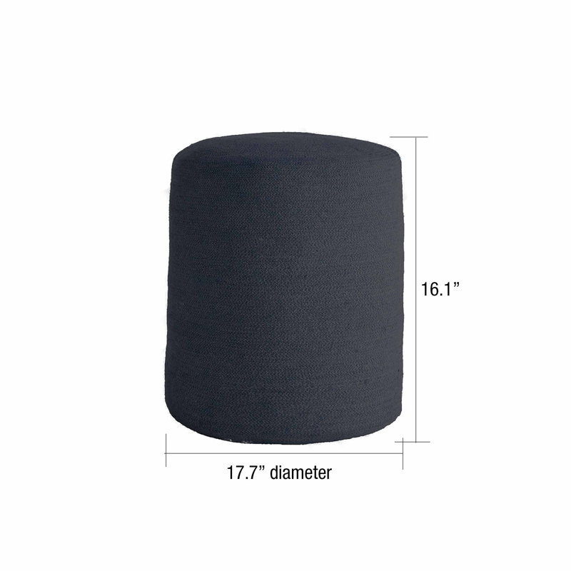 Berkey Upholstered Jute Ottoman, Black