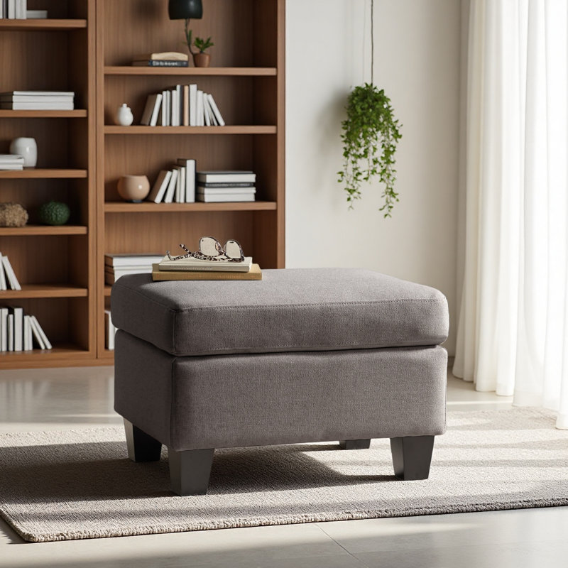 Upholstered Ottoman, Gray