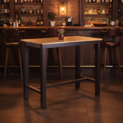 Amber Pub Table, 47 Inch Rectangular Top, Espresso Brown Trestle Base