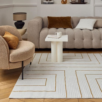 Carmel Modern Geometric Cream/Gold Area Rug